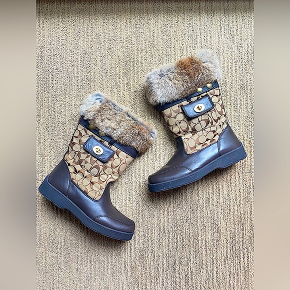 Coach Brown and Tan Winter Boots - Picture 1 of 3